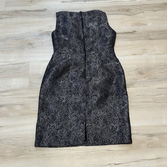 Eliza J Women 10 Dress Sheath Beaded Sleeveless Silver Floral Black Formal - Picture 2 of 10